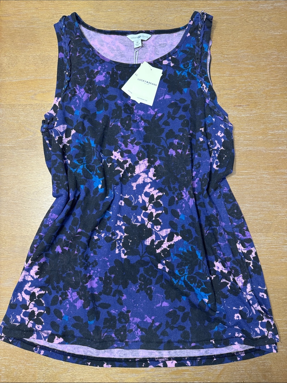 Lucky Brand Purple Floral Tank with Pink & Blue Accents